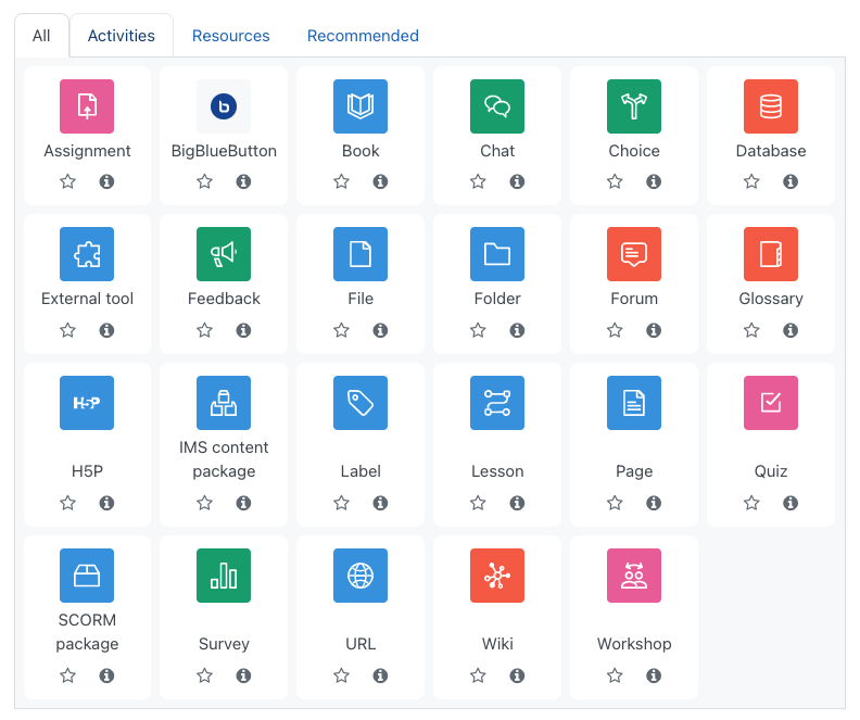 Icones de Moodle